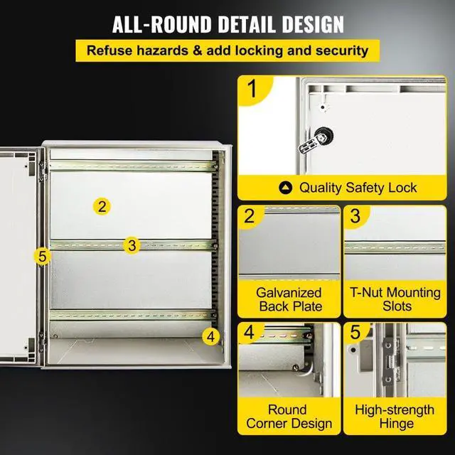 Alt view image 6 of 8 - VEVOR Fiberglass Enclosure Electrical Enclosure Box 23.6 X 19.7 X9.1" Wall Mount