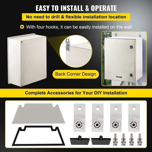 Alt view image 7 of 8 - VEVOR Fiberglass Enclosure Electrical Enclosure Box 23.6 X 19.7 X9.1" Wall Mount