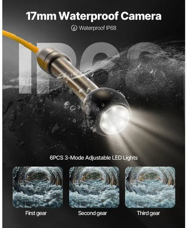 Alt view image 5 of 8 - VEVOR 98.4 Ft Pipe Inspection Camera Hd Drain Sewer Camera 4.3 In. Lcd Monitor