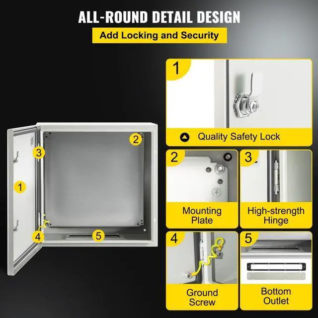 Alt view image 6 of 8 - VEVOR 24x24x12'' Carbon Steel Electrical Enclosure Wall Mount Junction Box Ip65