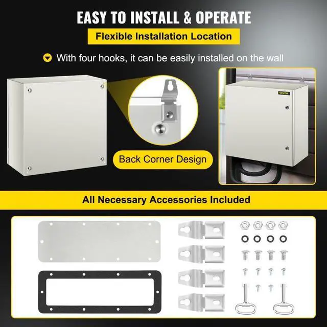 Alt view image 7 of 8 - VEVOR 24x24x12'' Carbon Steel Electrical Enclosure Wall Mount Junction Box Ip65