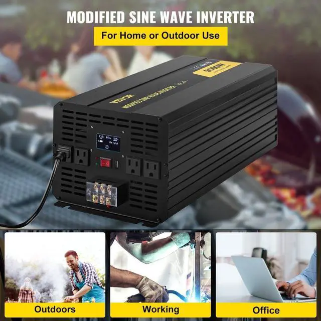 Alt view image 3 of 8 - VEVOR Power Inverter 5000W 10000W 12V DC to 110V 120V AC LCD Cable Car Boat RV VEVOR