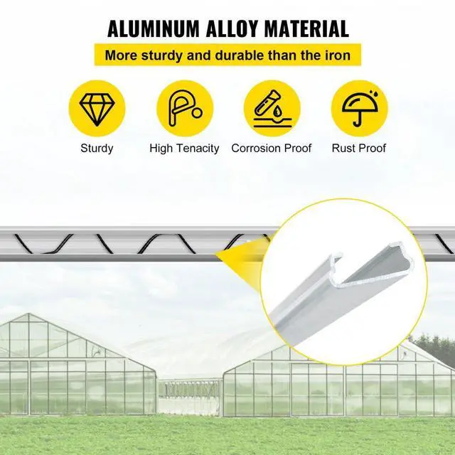 Alt view image 4 of 8 - Vevor Greenhouse Wiggle Wire Aluminum Alloy Spring Lock U-channel 6.56ft 20pcs