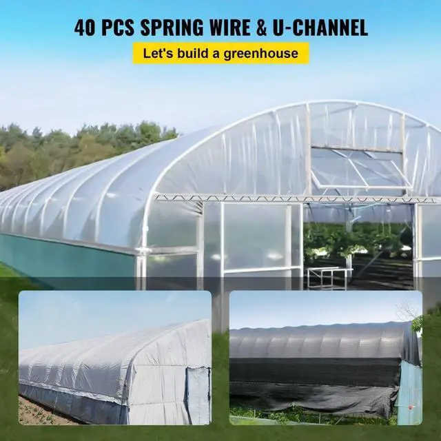 Alt view image 3 of 8 - Vevor Greenhouse Wiggle Wire & Aluminum Alloy Spring Lock U-channel 6.56ft 40pcs