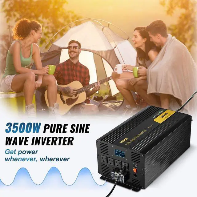 Alt view image 3 of 8 - VEVOR Pure Sine Wave Inverter Power Inverter 3500W DC12V to AC120V Inverter LCD