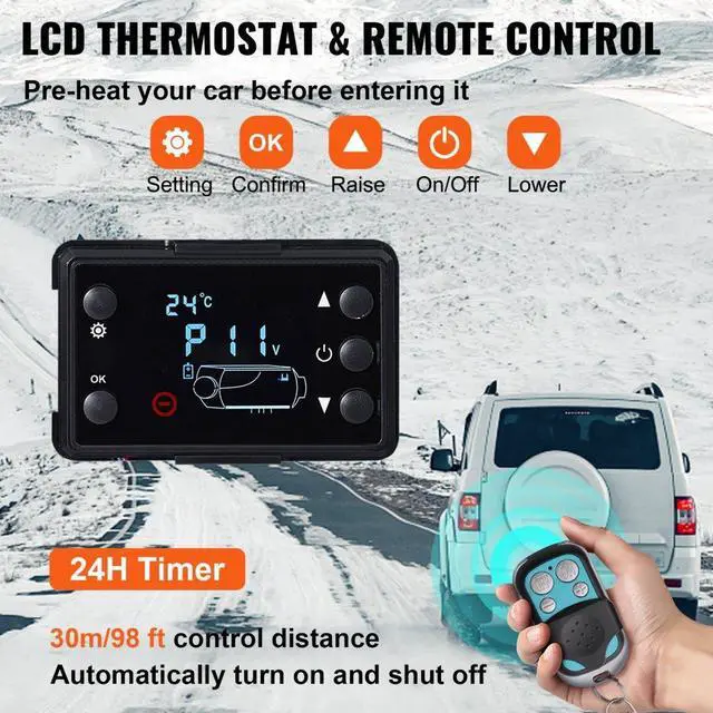 Alt view image 6 of 8 - VEVOR 12V 8KW 8000W Diesel Air Heater LCD Display Low Vibration Heating Vehicles