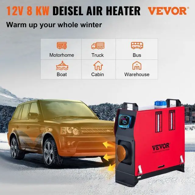 Alt view image 3 of 8 - Vevor 12V 8KW Diesel Air Heater For RV Trucks (With Blue LCD Switch & 1 Air Outlet)