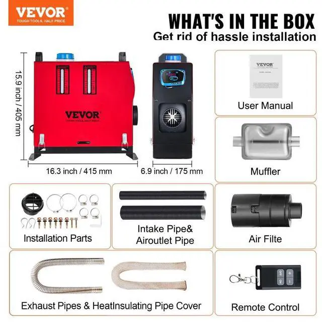 Alt view image 8 of 8 - Vevor 12V 8KW Diesel Air Heater For RV Trucks (With Blue LCD Switch & 1 Air Outlet)