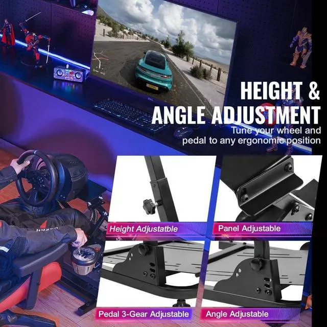 Alt view image 6 of 9 - VEVOR Racing Simulator Steering Wheel Stand For Logitech G920 G29 Thrustmaster