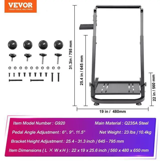 Alt view image 9 of 9 - VEVOR Racing Simulator Steering Wheel Stand For Logitech G920 G29 Thrustmaster