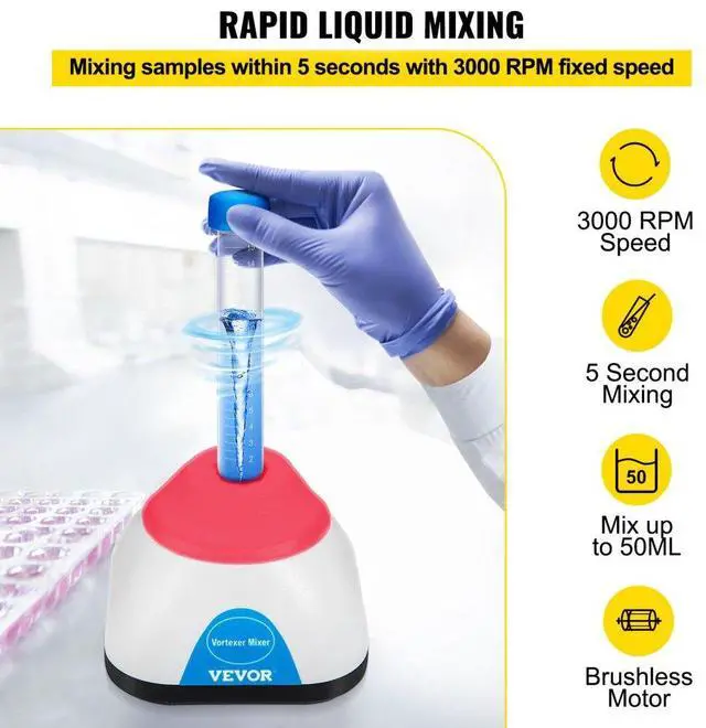 Alt view image 4 of 8 - VEVOR Mini Vortex Mixer Lab Vortex Mixer Shaker 3000rpm 50ml For Lab Paint Ink