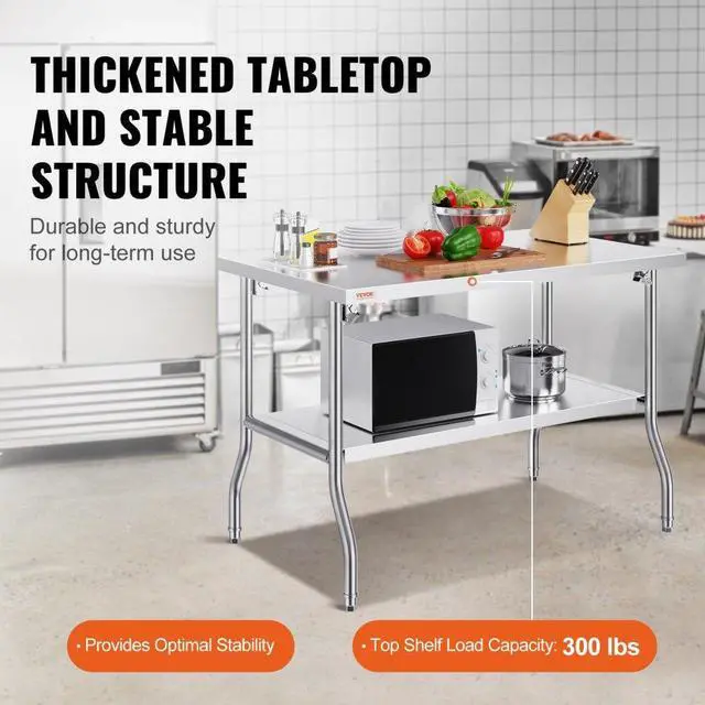 Alt view image 4 of 8 - VEVOR Commercial Worktable Workstation Folding Commercial Prep Table 48 X 30 In