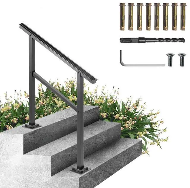 Alt view image 2 of 8 - VEVOR Adjustable Stair Handrail Railing Kit 2-3 Steps Aluminum Handrail Outdoor Deck