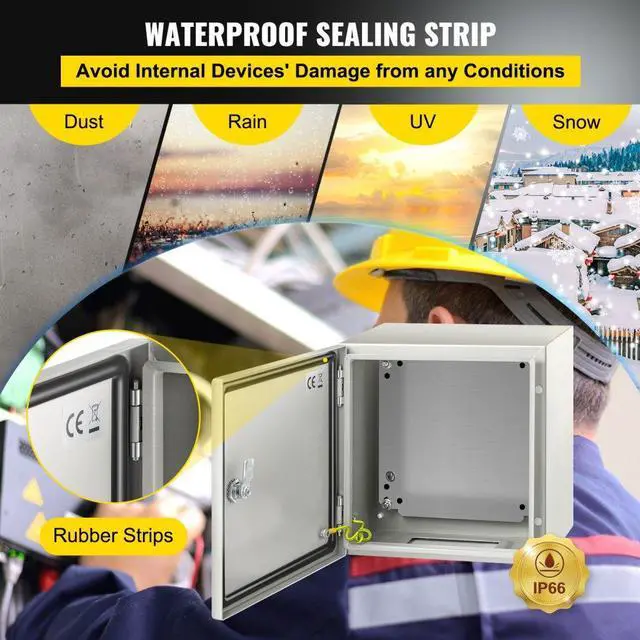 Alt view image 5 of 8 - VEVOR 12x12x8'' Carbon Steel Electrical Enclosure Wall Mount Junction Box Ip65