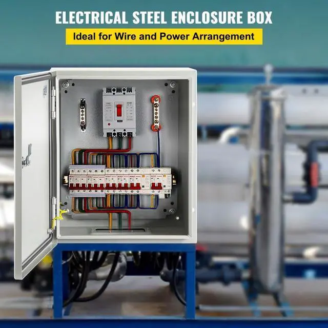 Alt view image 3 of 8 - VEVOR 10x8x6'' Carbon Steel Electrical Enclosure Wall Mount Junction Box Ip65
