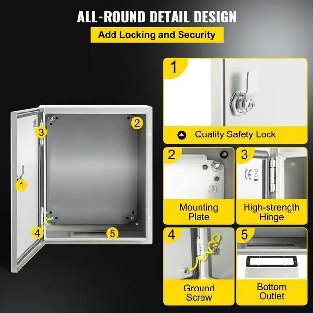 Alt view image 6 of 8 - VEVOR 10x8x6'' Carbon Steel Electrical Enclosure Wall Mount Junction Box Ip65