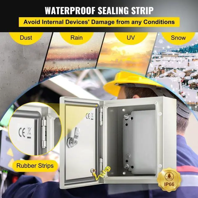 Alt view image 5 of 8 - VEVOR 10x8x6'' Carbon Steel Electrical Enclosure Wall Mount Junction Box Ip65