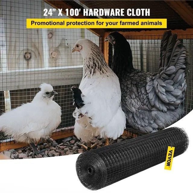 Alt view image 3 of 8 - VEVOR Hardware Cloth, 24" x 100' & 1"x1" Mesh Size, Galvanized Steel Vinyl Coated 16 Gauge Chicken Wire Fencing w/A Cutting Plier & A Pair of Fabric Gloves, for Garden Fencing & Pet Enclosures, Black