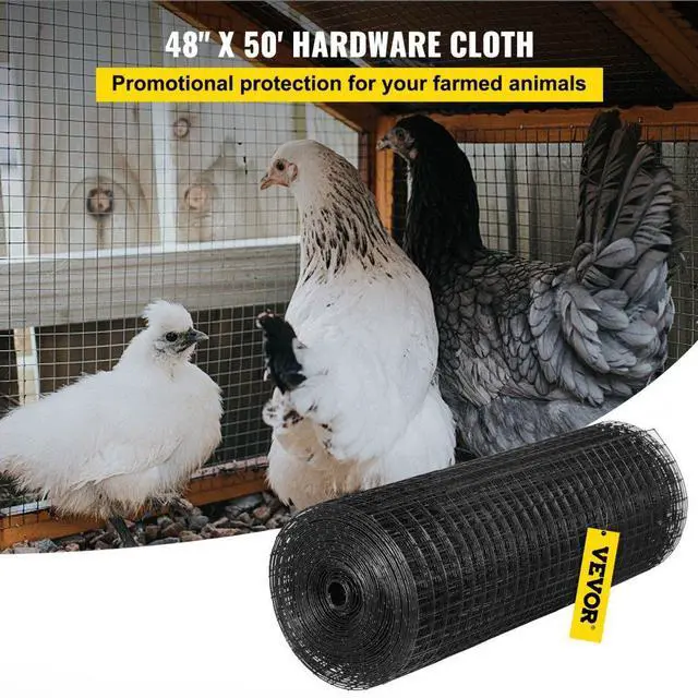 Alt view image 3 of 8 - VEVOR Hardware Cloth, 48" x 50' & 1"x1" Mesh Size, Galvanized Steel Vinyl Coated 16 Gauge Chicken Wire Fencing w/A Cutting Plier & A Pair of Fabric Gloves, for Garden Fencing & Pet Enclosures, Black