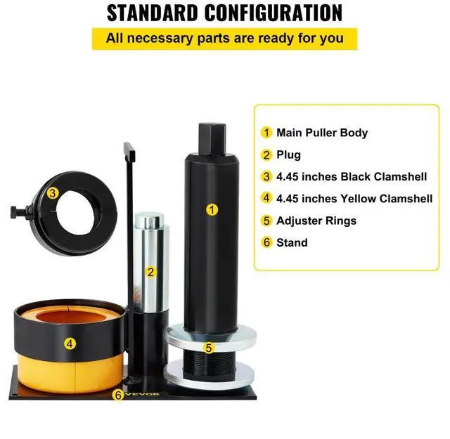 Alt view image 5 of 8 - VEVOR Carrier & Pinion Bearing Puller, Compatible with Dana 30, 40, 60, 70, Ford 9" Bearings, Pinion Puller Tool with 2 Clamshells, 45# Steel Clamshell Carrier Bearing Puller for Auto Repair