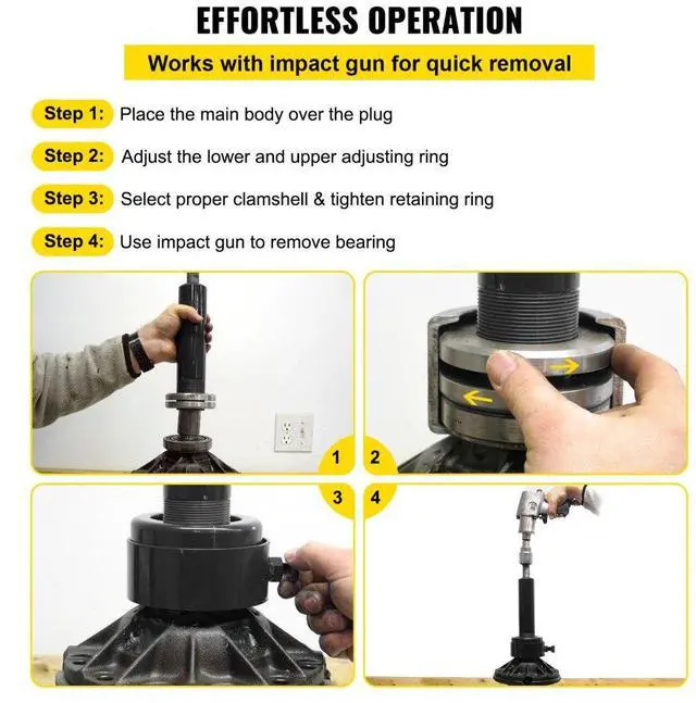 Alt view image 6 of 8 - VEVOR Carrier & Pinion Bearing Puller, Compatible with Dana 30, 40, 60, 70, Ford 9" Bearings, Pinion Puller Tool with 2 Clamshells, 45# Steel Clamshell Carrier Bearing Puller for Auto Repair