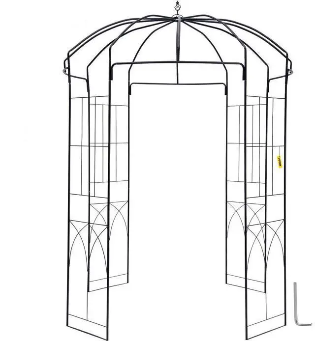 Main image of VEVOR Birdcage Shape Garden Arbor, 9' High x 6.6' Wide, Heavy Duty Wrought Iron Arbor, Wedding Arch Trellis for Climbing Vines in Outdoor Garden, Lawn, Backyard, Patio, Black