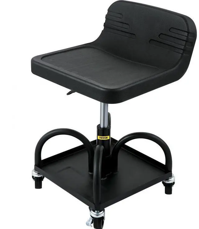 Alt view image 2 of 8 - VEVOR Rolling Garage Stool, 300LBS Capacity, Adjustable Height from 15.7 in to 20.5 in, Mechanic Seat with 360-degree Swivel Wheels and Tool Tray, for Workshop, Auto Repair Shop, Black