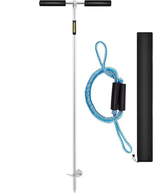 Alt view image 2 of 8 - VEVOR Sand Anchor, 36" Length Auger to The Beach and Sandbar, 316 Stainless Steel Screw Anchor w/Removable Handle, Bungee Line & Carry Bag, for Jet Ski PWC Pontoon Kayak