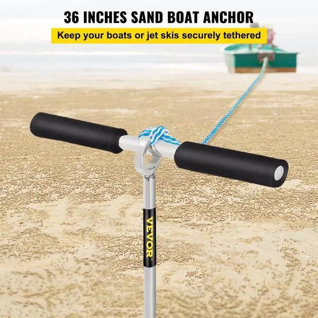 Alt view image 3 of 8 - VEVOR Sand Anchor, 36" Length Auger to The Beach and Sandbar, 316 Stainless Steel Screw Anchor w/Removable Handle, Bungee Line & Carry Bag, for Jet Ski PWC Pontoon Kayak