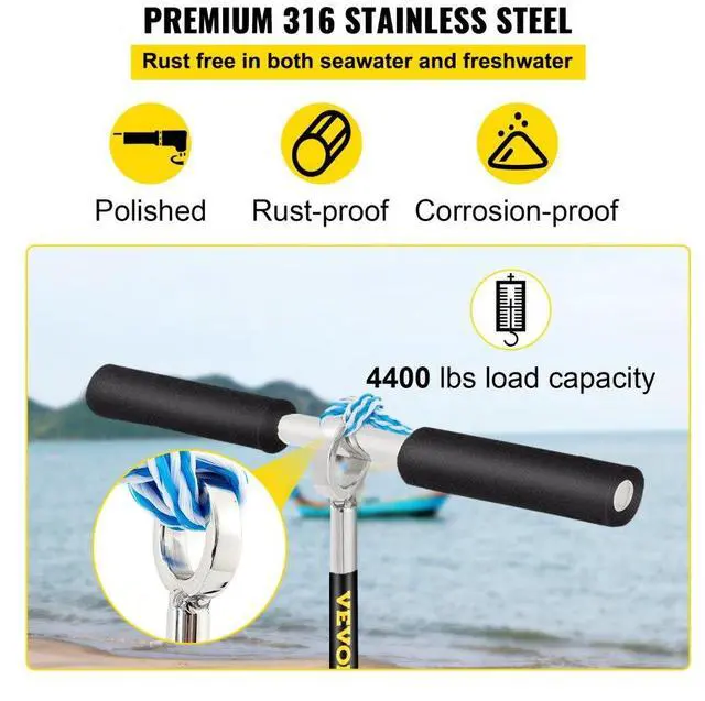 Alt view image 5 of 8 - VEVOR Sand Anchor, 36" Length Auger to The Beach and Sandbar, 316 Stainless Steel Screw Anchor w/Removable Handle, Bungee Line & Carry Bag, for Jet Ski PWC Pontoon Kayak