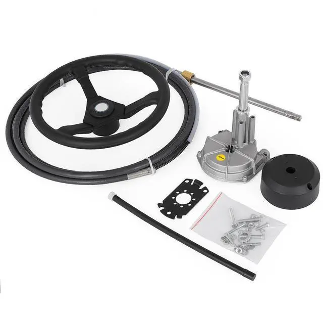 Alt view image 2 of 8 - VEVOR Outboard Steering System 10' Boat Steering Cable 10 Feet Marine Steering System 3/4'' Shaft with 13.5 Inch Wheel for Yachts and Waterborne Vehicles