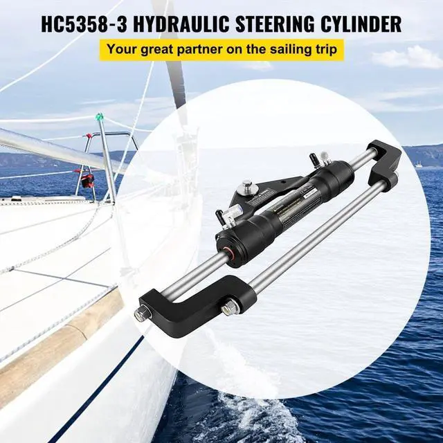 Alt view image 3 of 8 - VEVOR Hydraulic Steering Cylinder 300HP, Hydraulic Steering, Front Mount, Hydraulic Outboard Steering Cylinder for Marine Boat Steering System