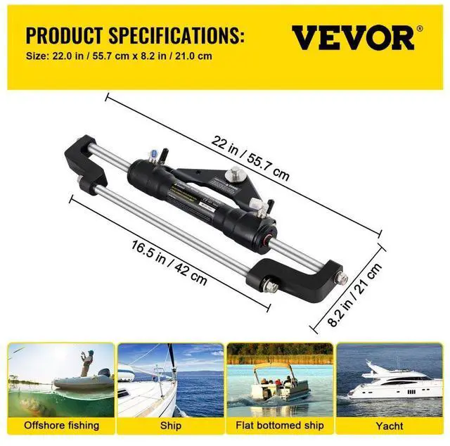 Alt view image 8 of 8 - VEVOR Hydraulic Steering Cylinder 300HP, Hydraulic Steering, Front Mount, Hydraulic Outboard Steering Cylinder for Marine Boat Steering System