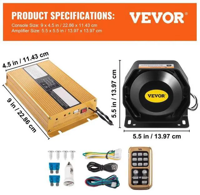 Alt view image 7 of 7 - 400W 8 Sound Loud Car Warning Alarm Police Fire Horn PA Speaker MIC System