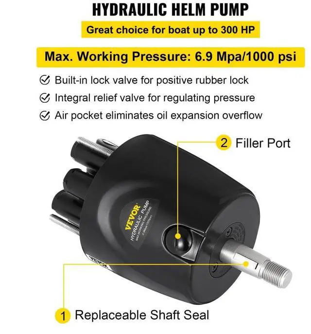 Alt view image 6 of 8 - VEVOR Hydraulic Steering Kit 300HP Hydraulic Steering Compact Cylinder Hydraulic Outboard Steering Kit with Helm Pump for Boat Marine Steering System