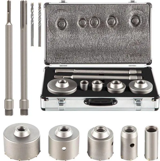 Alt view image 2 of 8 - VEVOR Concrete Hole Saw Kit, 1-2/11", 1-3/5", 2-9/16", 3-5/32", 3-15/16" Drill Bit Set SDS Plus & SDS MAX Shank Wall Hole Cutter w/a 4-1/3" Connecting Rod for Concrete, Cement, Stone Wall, Masonry