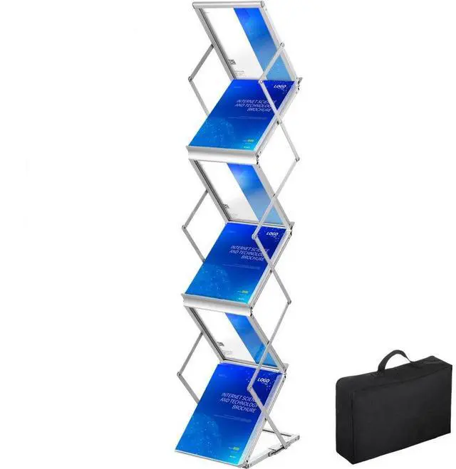 Alt view image 2 of 8 - VEVOR Literature Rack, 6 Pockets, Pop up Aluminum Magazine Rack, Lightweight Catalog Holder Stand w/Carrying Bag for Living Room, Hotel, Trade Show, Exhibition, Office