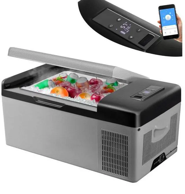 Alt view image 2 of 8 - VEVOR 12 Volt Refrigerator 16 Qt, Portable Mini Car Fridge w/ -4-68 Cooling Range & App Control 12/24V DC & 110-240V AC Electric Compressor Cooler for Truck Vehicle RV Boat Outdoor & Home Use, Grey