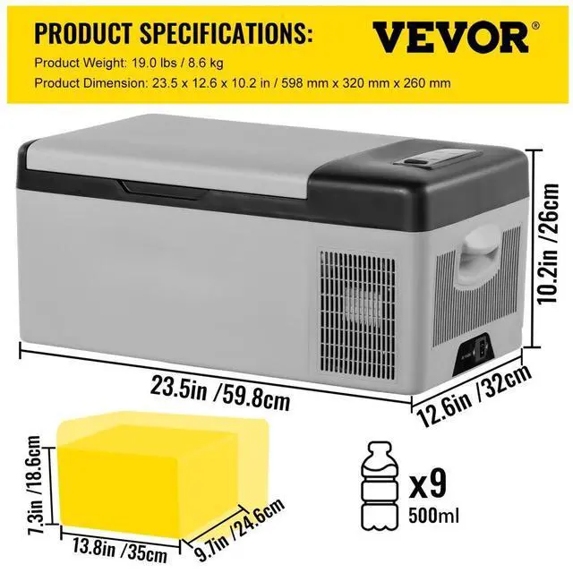 Alt view image 8 of 8 - VEVOR 12 Volt Refrigerator 16 Qt, Portable Mini Car Fridge w/ -4-68 Cooling Range & App Control 12/24V DC & 110-240V AC Electric Compressor Cooler for Truck Vehicle RV Boat Outdoor & Home Use, Grey