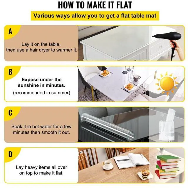 Alt view image 7 of 8 - VEVOR Plastic Table Cover 36 x 60 Inch, 1.5 mm Thick Clear Table Protector, Rectangle Clear Desk Mat, Waterproof & Easy Cleaning for Office Dresser Night Stand