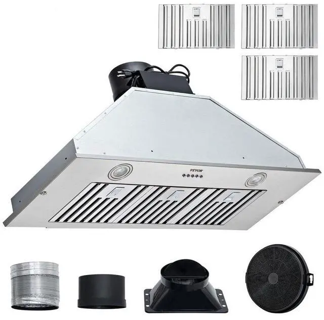 Alt view image 3 of 16 - VEVOR Insert Range Hood, 800CFM 3-Speed, 36 Inch Stainless Steel Built-in Kitchen Vent with Push Button Control LED Lights Baffle Filters, Ducted/Ductless Convertible, ETL Listed