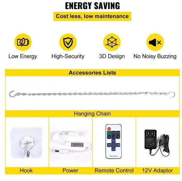 Alt view image 7 of 8 - VEVOR Let's Party Neon Sign, 23"X10" Neon Sign for Wall Decor, Adjustable Brightness Pink Neon Light Sign with Remote Control and Power Adapter, for Party/Wedding Celebration/Home Decoration