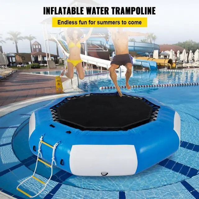 Alt view image 3 of 8 - VEVOR 13ft Inflatable Water Bouncer, Water Trampoline Splash Padded Inflatable Bouncer Bounce Swim Platform for Water Sports