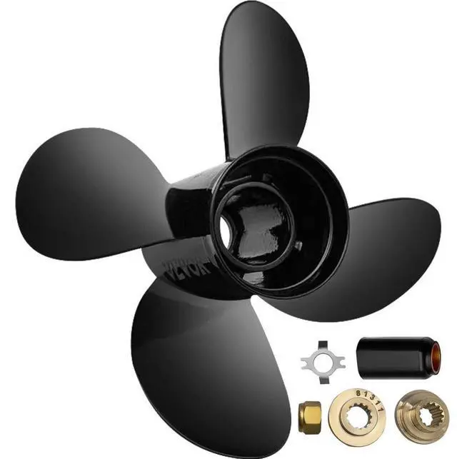 Alt view image 2 of 8 - VEVOR Outboard Propeller, Replace for OEM 48-8M8026630, 4-Blade 10.3" x 13" AluminumBoat Propeller, Compatible w/Mercury Mariner 25HP Bigfoot/Command Thrust 60Hp Outboard, 13 Tooth Splines, RH