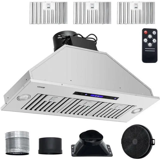Alt view image 2 of 8 - VEVOR Insert Range Hood, 900CFM 4-Speed, 36 Inch Stainless Steel Built-in Kitchen Vent with Touch & Remote Control LED Lights Baffle Filters, Ducted/Ductless Convertible, ETL Listed