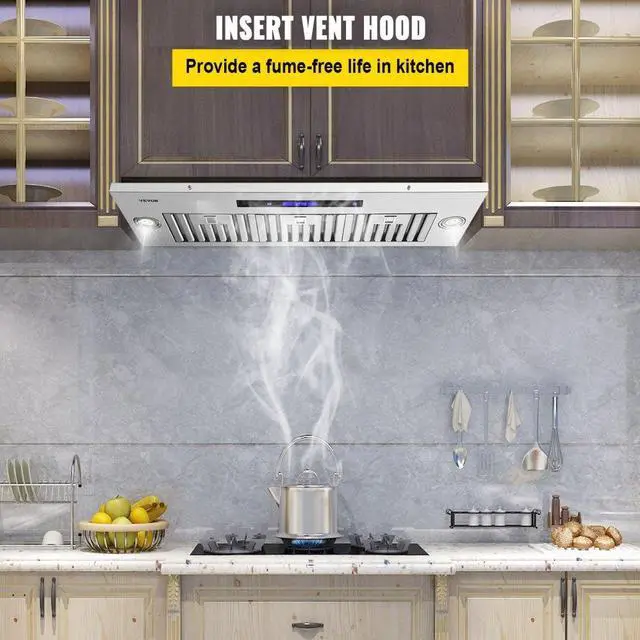 Alt view image 3 of 8 - VEVOR Insert Range Hood, 900CFM 4-Speed, 36 Inch Stainless Steel Built-in Kitchen Vent with Touch & Remote Control LED Lights Baffle Filters, Ducted/Ductless Convertible, ETL Listed