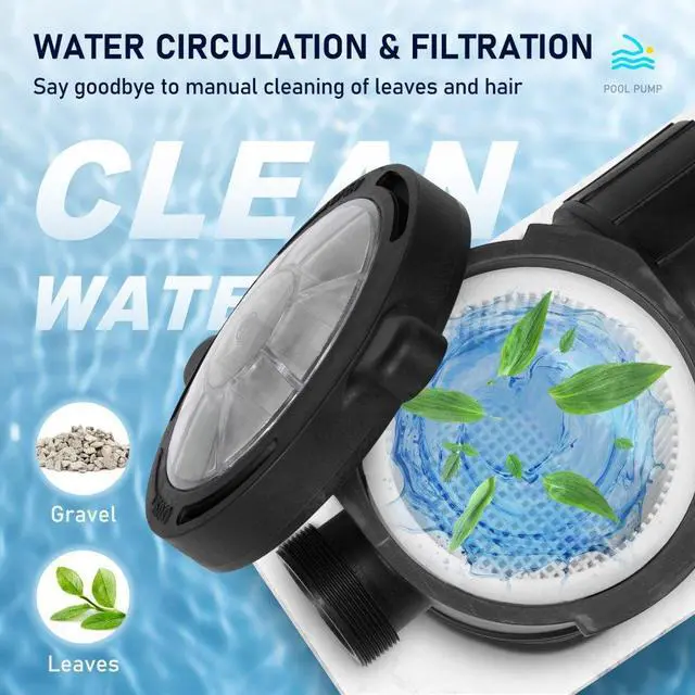 Alt view image 7 of 8 - VEVOR Swimming Pool Pump 2.0HP 115V 1500W, Single Speed Pumps for Above Ground Pool, Powerful Self Primming Pool Pumps w/ Strainer Basket, 5400 GPH Max. Flow, ETL Certification