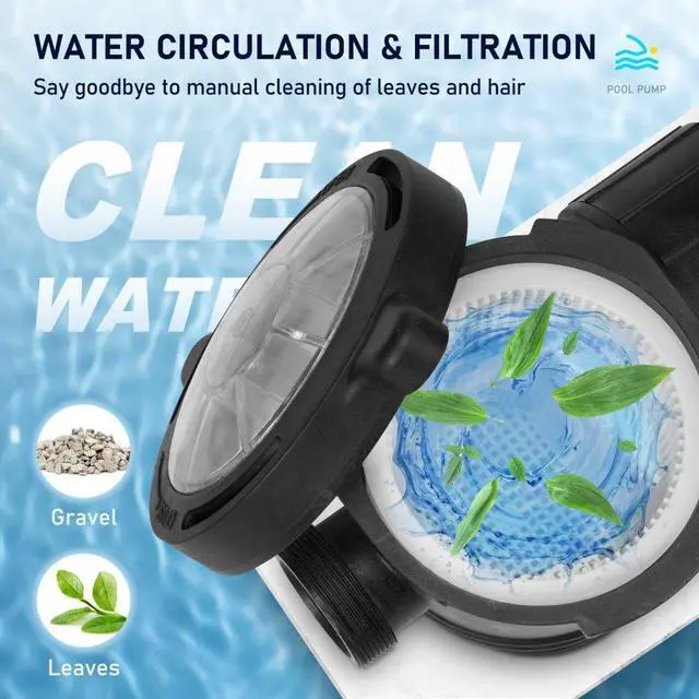 Alt view image 7 of 8 - VEVOR Swimming Pool Pump 1.5HP 115V 1100W, Single Speed Pumps for Above Ground, Powerful Self Primming Pool Pumps w/ Strainer Filter Basket, 5280 GPH Max. Flow, Certification of ETL for Security