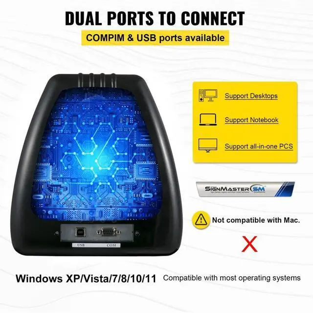 Alt view image 7 of 8 - VEVOR Vinyl Cutter Machine, 28 Inch Paper Feed Cutting Plotter Bundle, Adjustable Force & Speed Vinyl Printer, LCD Display Windows Compatible Sign Making kit w/Signmaster Software Supplies 3 Blades