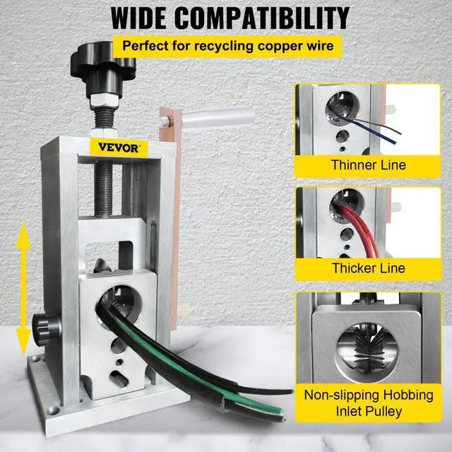 Alt view image 5 of 8 - VEVOR Wire Stripping Machine, 0.06-1.57 inches Drill Powered, Manual Copper Stripper w Heat Treated Steel Ultra Long Lasting Blade, Compact & Portable for Scrap Cable Peeling Recycling
